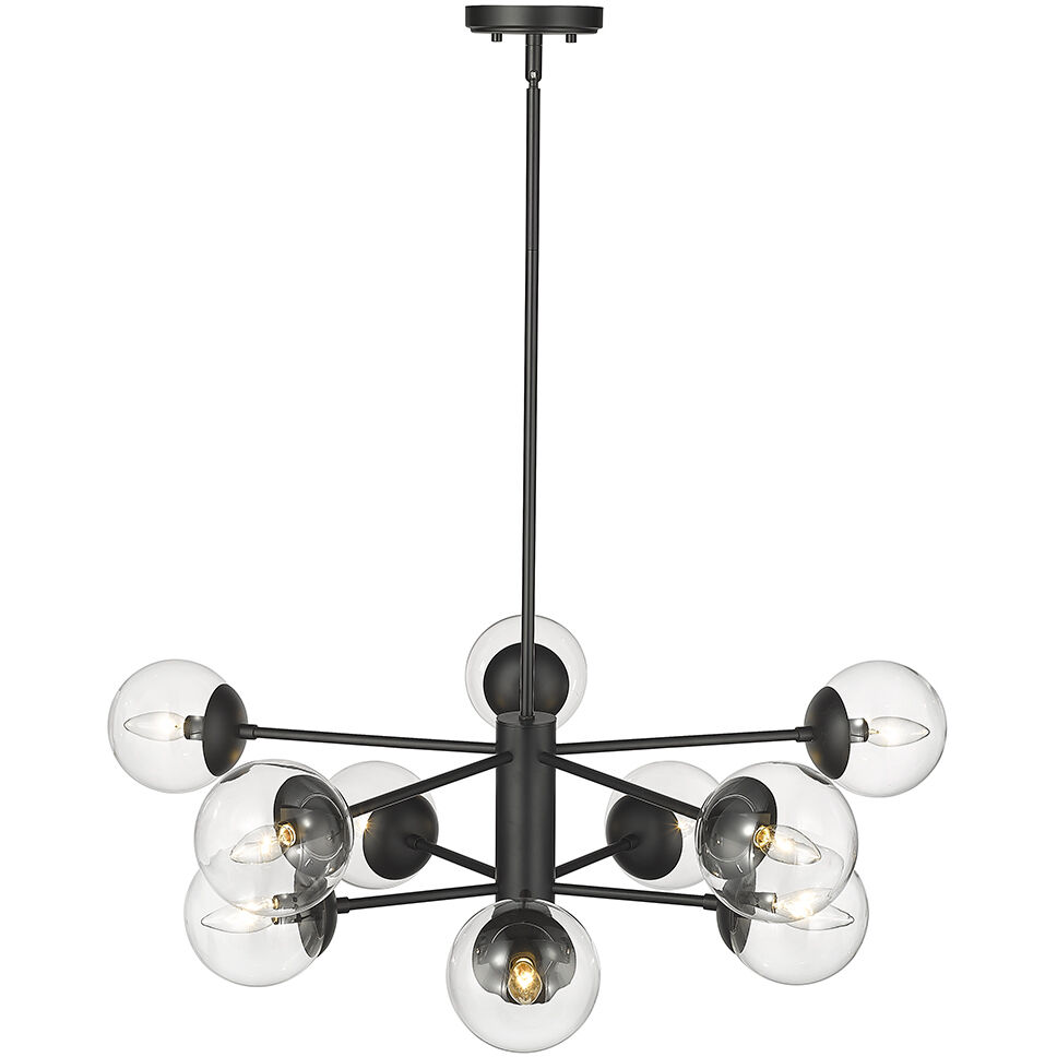 Avell 10 Light 36 inch Matte Black Chandelier Ceiling Light